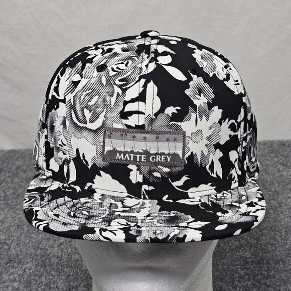Matte Grey Hat Black White Hawaiian Floral Tropical Top of the World SAMPLE Golf - Picture 1 of 8
